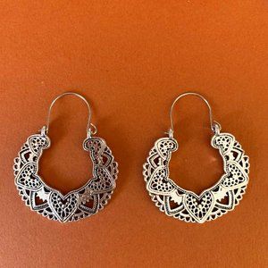 Exoctic Boho Silver Filigree Earrings